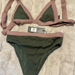 Dolce Vita Olive and Mauve Women's Bikini Set Small Bottom Medium Top never worn